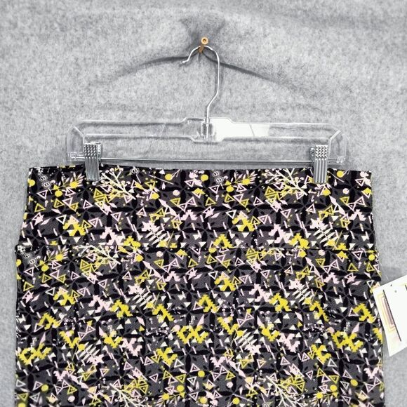 Lularoe NEW! Cassie Skirt Womens Size XL Black Gray Yellow Geometric Pull On - Picture 2 of 13